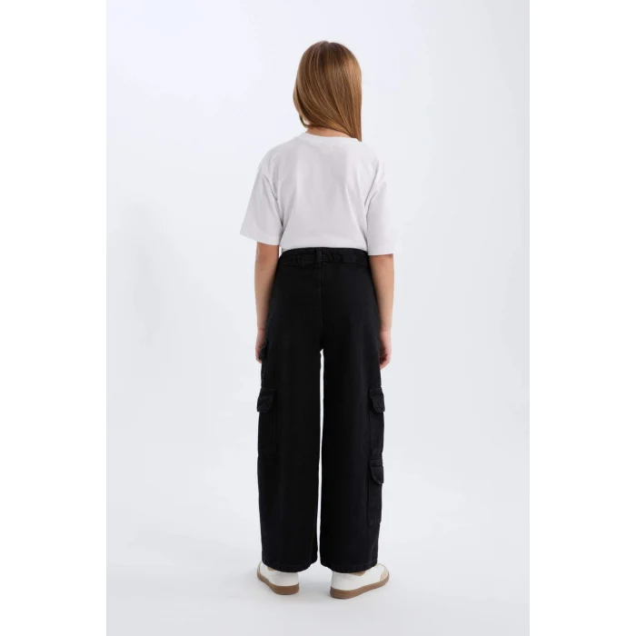 Defacto D7373 DENIM Kız Çocuk Wide Leg Kargo Geniş Paça Jean Pantolon