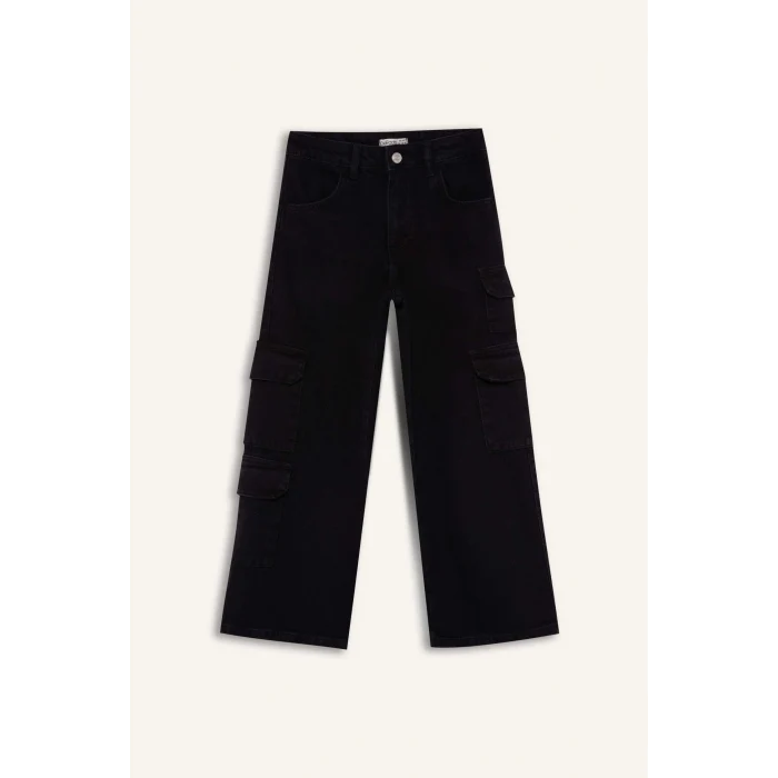 Defacto D7373 DENIM Kız Çocuk Wide Leg Kargo Geniş Paça Jean Pantolon