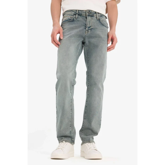 Defacto E8203 Yeşil Sergio Regular Fit Normal Kalıp Normal Bel Boru Paça Jean Pantolon