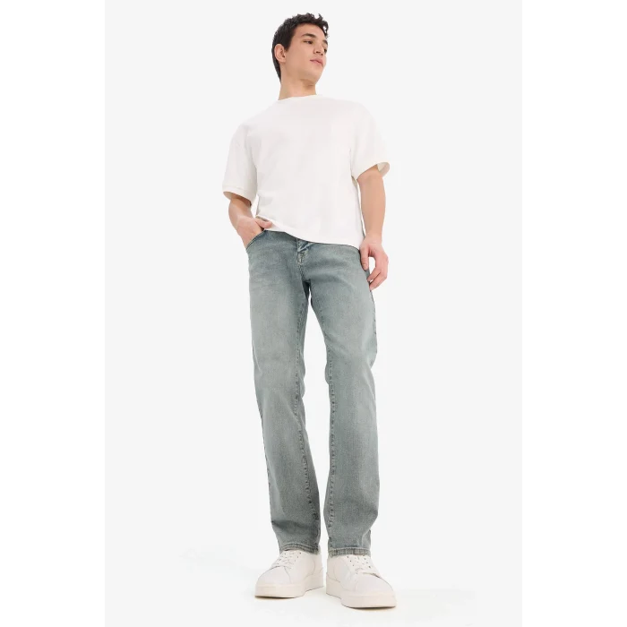 Defacto E8203 Yeşil Sergio Regular Fit Normal Kalıp Normal Bel Boru Paça Jean Pantolon