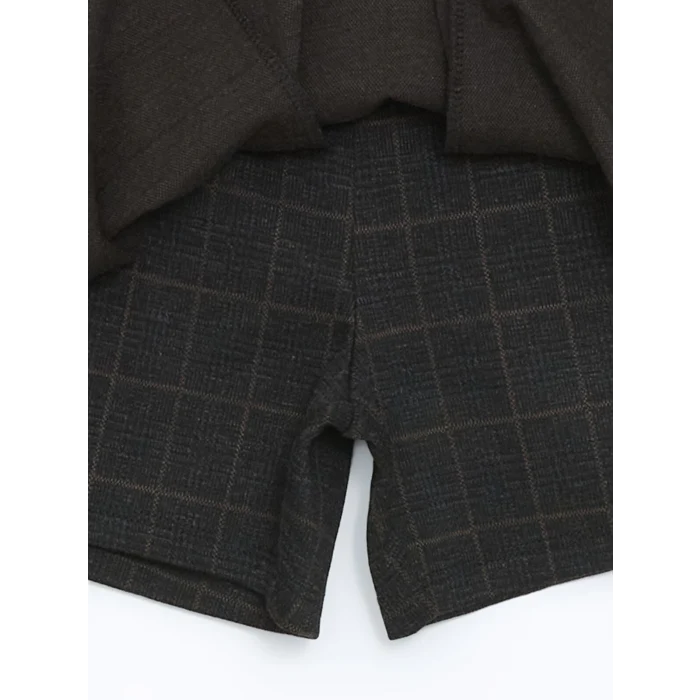 LCW Kids Gri Beli Lastikli Ekose Kız Çocuk Şort Etek