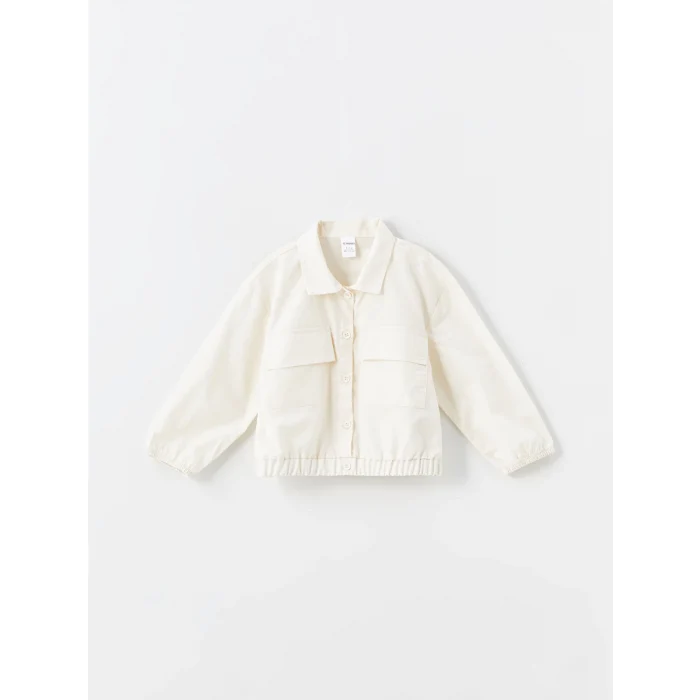LCW Kids Ekru Uzun Kollu Basic Kız Çocuk Gömlek