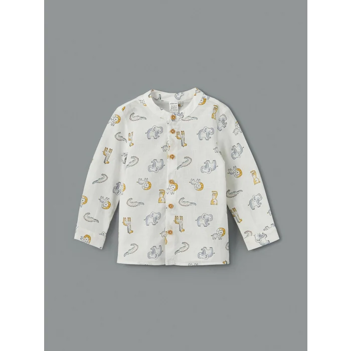 LCW baby Ekru Hakim Yaka Erkek Bebek Gömlek ve Pantolon 2li