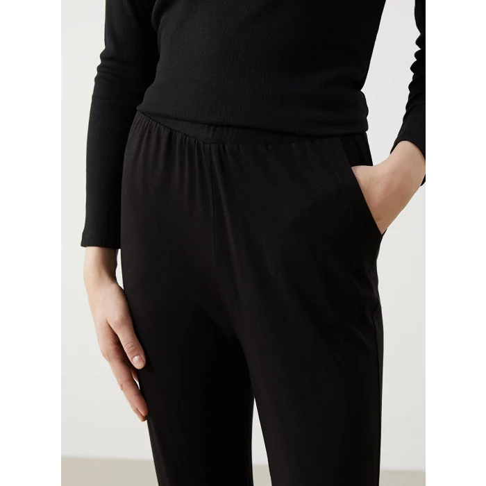 LCWAIKIKI Classic Siyah Beli Lastikli Kadın Eşofman Altı