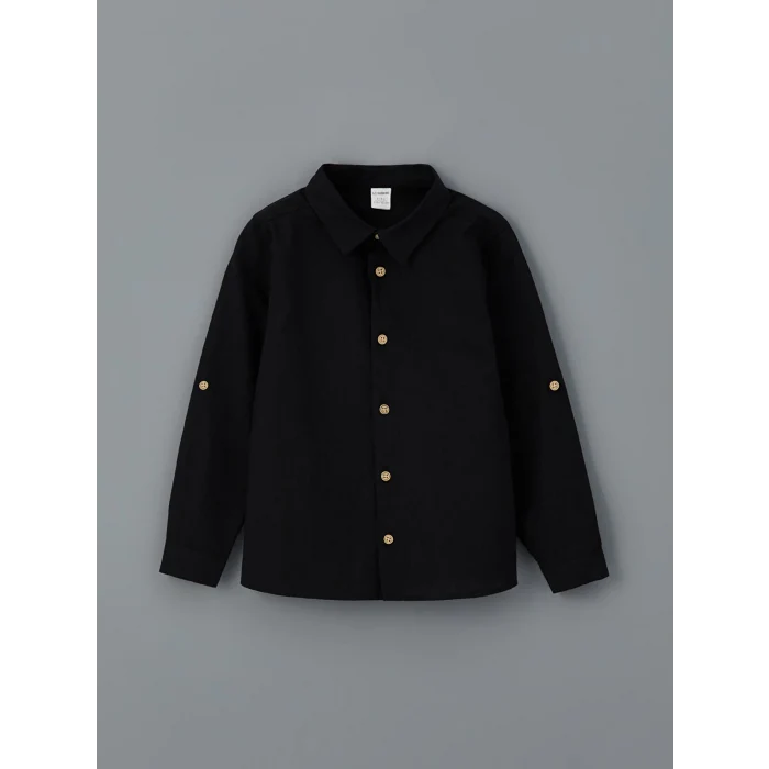 LCW Kids Siyah Poplin Erkek Çocuk Gömlek ve Pantolon 2li