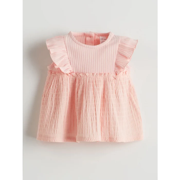 LCW baby Pembe Bisiklet Yaka Kız Bebek Bluz ve Tayt 2li