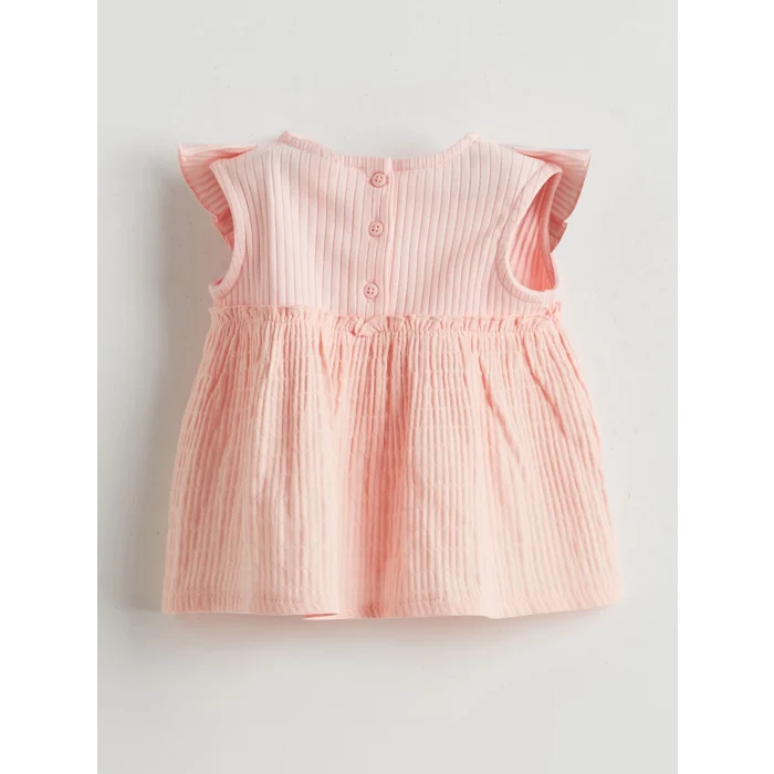 LCW baby Pembe Bisiklet Yaka Kız Bebek Bluz ve Tayt 2li