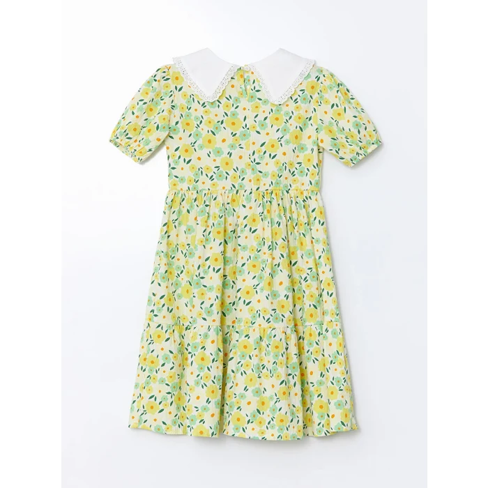 LCW Kids Beyaz Bebe Yaka Çiçekli Kız Çocuk Elbise