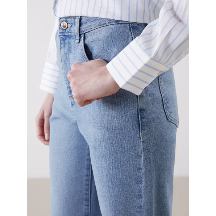 LCW Jeans Indigo Wideleg Kadın Jean Pantolon