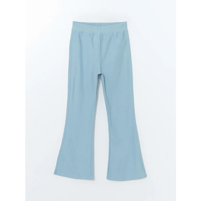 LCW Kids Mavi Beli Lastikli İspanyol Paça Kız Çocuk Tayt