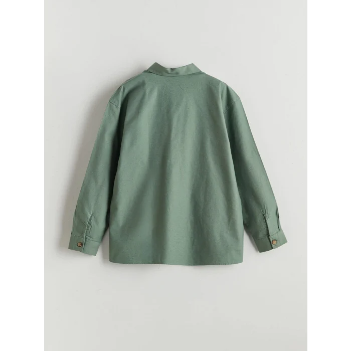LCW Kids Yeşil Keten Karışımlı Erkek Çocuk Gömlek
