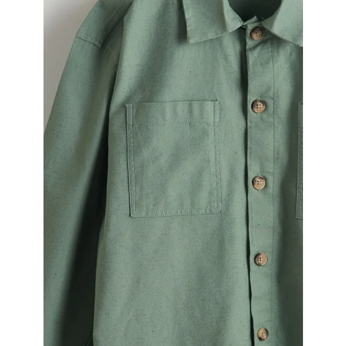 LCW Kids Yeşil Keten Karışımlı Erkek Çocuk Gömlek