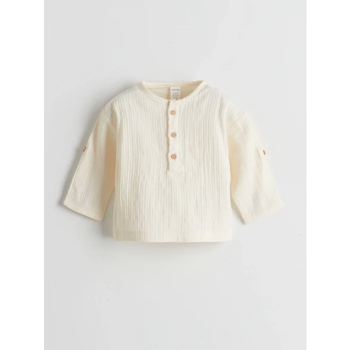 LCW baby Ekru Düğmeli Erkek Bebek Tişört ve Pantolon 2li