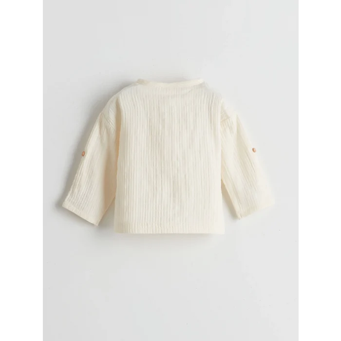 LCW baby Ekru Düğmeli Erkek Bebek Tişört ve Pantolon 2li