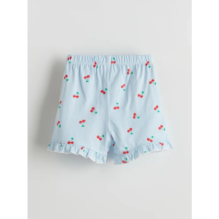 LCW baby Ekru Kiraz Baskılı Kız Bebek Şortlu Pijama Takım