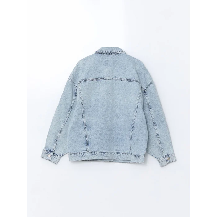 LCW Vision Indigo Gömlek Yaka Oversize Kadın Jean Ceket