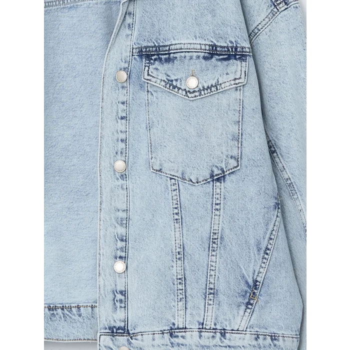 LCW Vision Indigo Gömlek Yaka Oversize Kadın Jean Ceket
