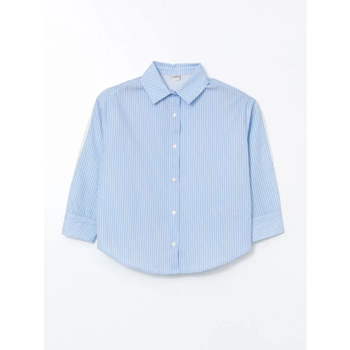 LCW Kids Mavi Çizgili Kız Çocuk Gömlek