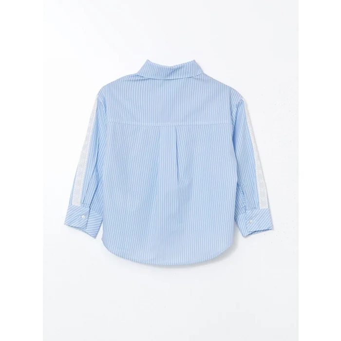 LCW Kids Mavi Çizgili Kız Çocuk Gömlek