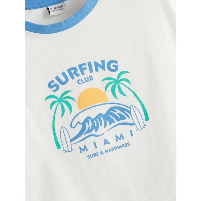 LCW Kids Ekru Bisiklet Yaka Kız Çocuk Tişört ve Şort