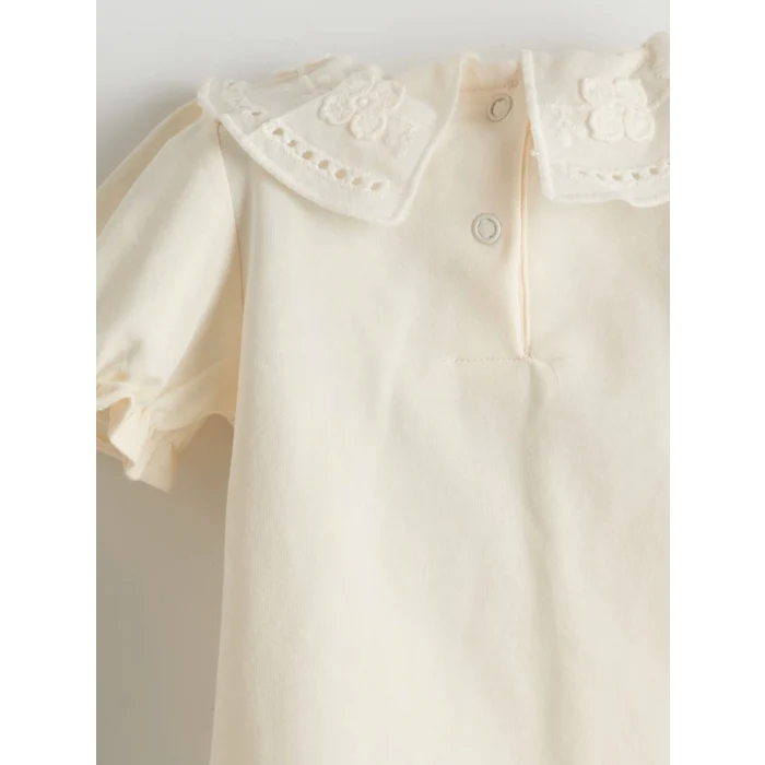 LCW baby Kahverengi Nakışlı Kız Bebek Bluz ve Elbise 2li