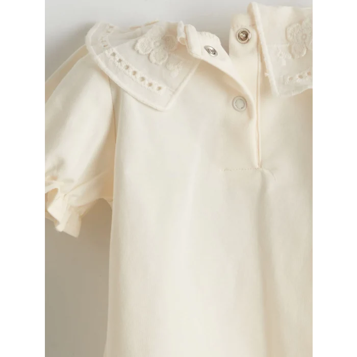 LCW baby Kahverengi Nakışlı Kız Bebek Bluz ve Elbise 2li