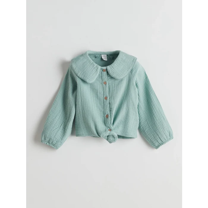 LCW Kids Yeşil Bebe Yaka Kız Çocuk Gömlek ve Pantolon 2li