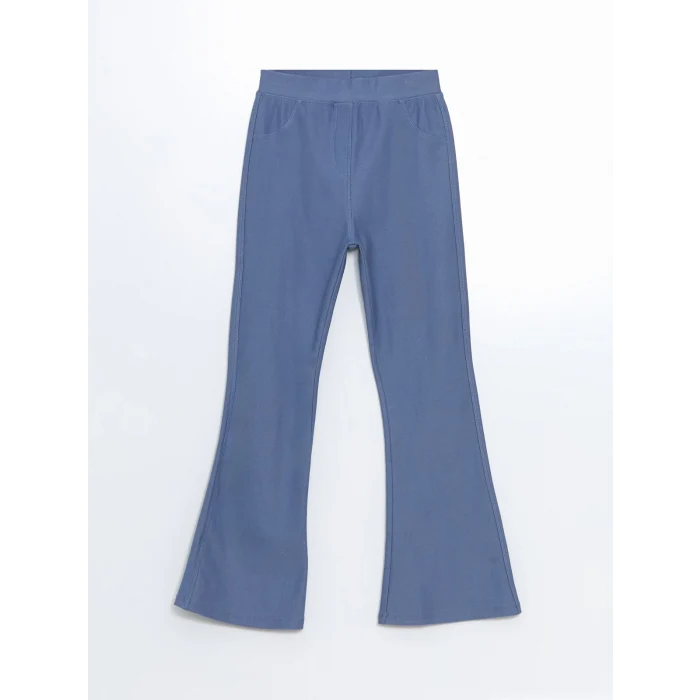 LCW Kids Lacivert Beli Lastikli İspanyol Paça Kız Çocuk Tayt