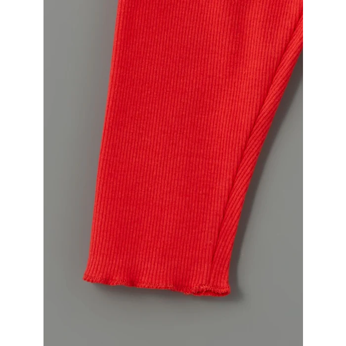 LCW baby Ekru Bisiklet Yaka Baskılı Kız Bebek Tişört ve Tayt 2li