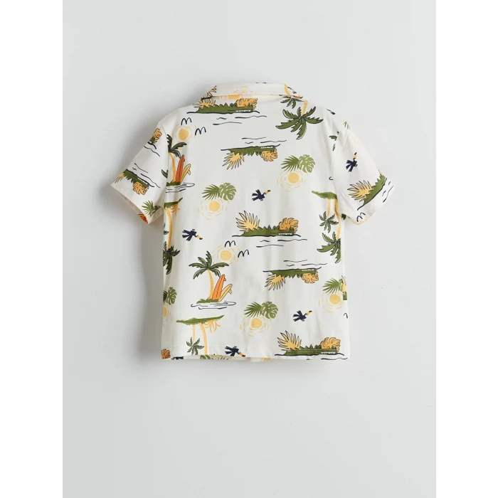 LCW Kids Bej Baskılı Erkek Çocuk Gömlek ve Şort 2li