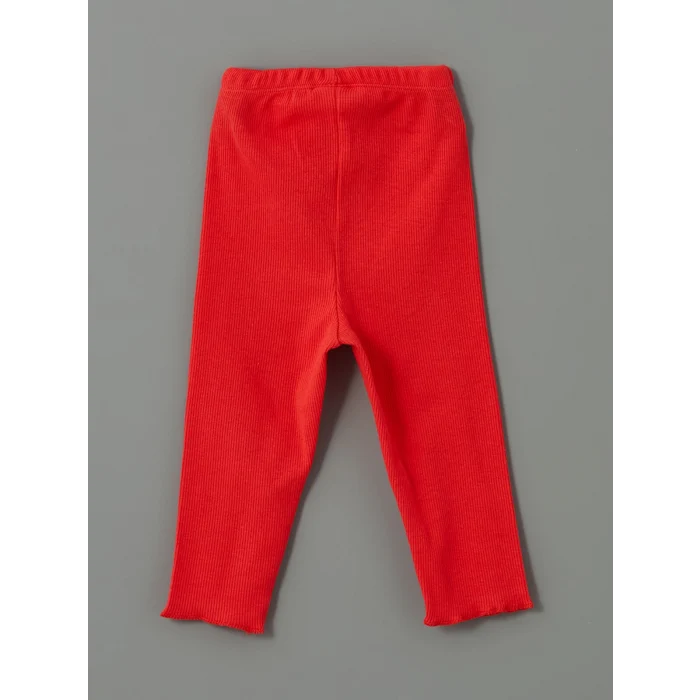 LCW baby Ekru Bisiklet Yaka Baskılı Kız Bebek Tişört ve Tayt 2li