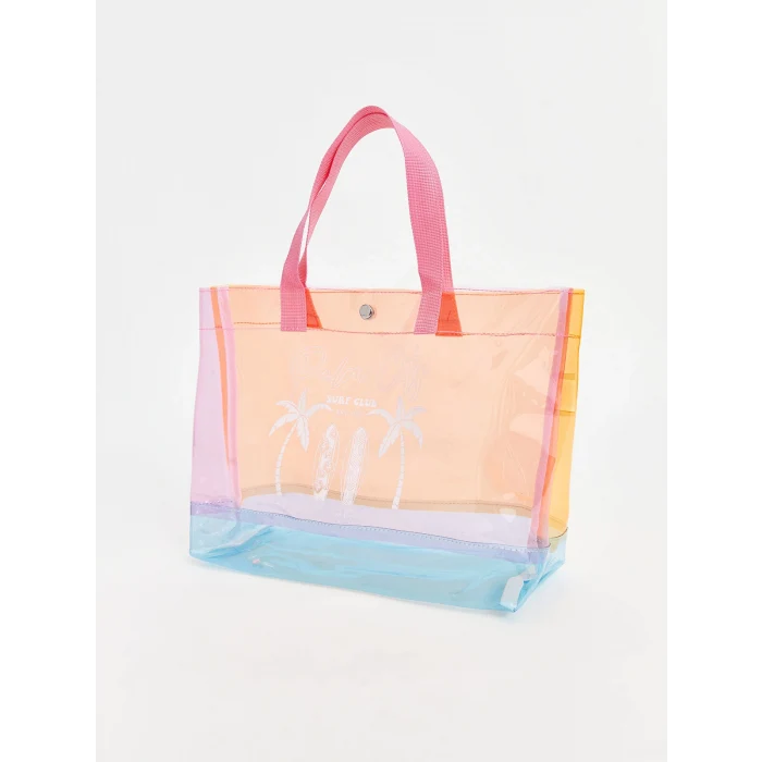 LCW ACCESSORIES Turuncu Baskılı Kız Çocuk Plaj Çantası