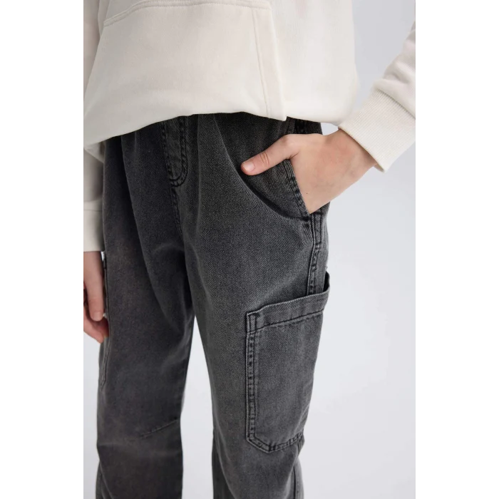 Defacto D7037 Siyah Erkek Çocuk Jogger Fit Jean Pantolon