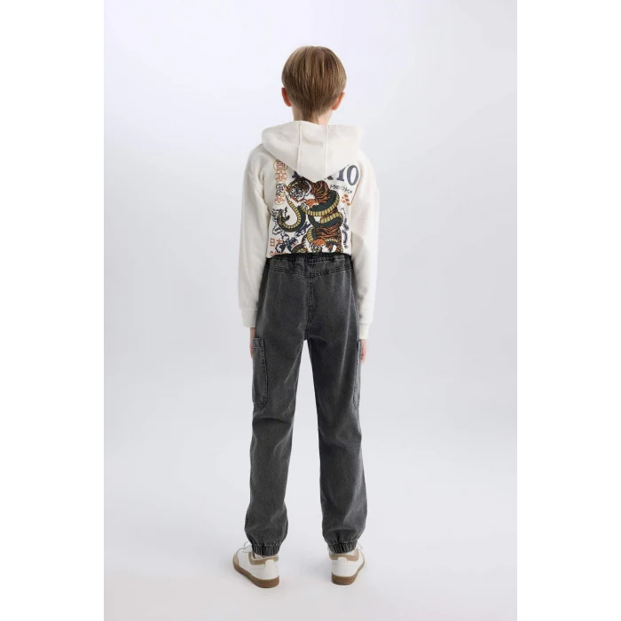 Defacto D7037 Siyah Erkek Çocuk Jogger Fit Jean Pantolon
