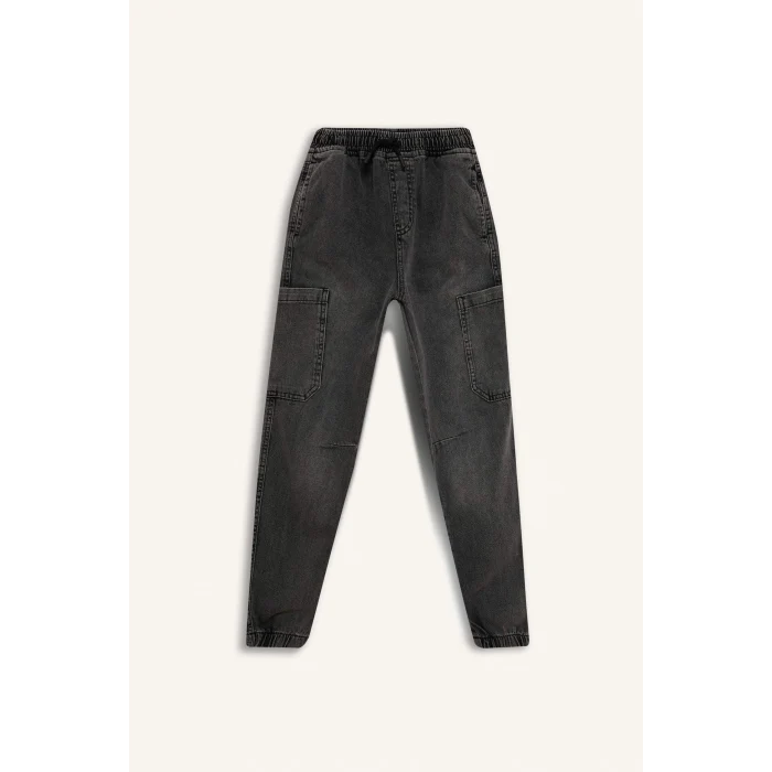 Defacto D7037 Siyah Erkek Çocuk Jogger Fit Jean Pantolon