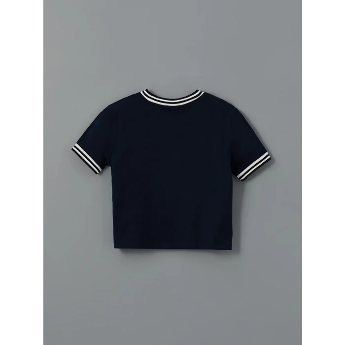 LCW Kids Ekru Bisiklet Yaka Kız Çocuk Crop Tişört 2li