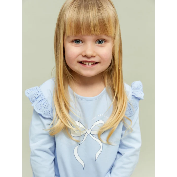 LCW baby Mavi Kurdele Detaylı Kız Bebek Bluz ve Tayt 2li