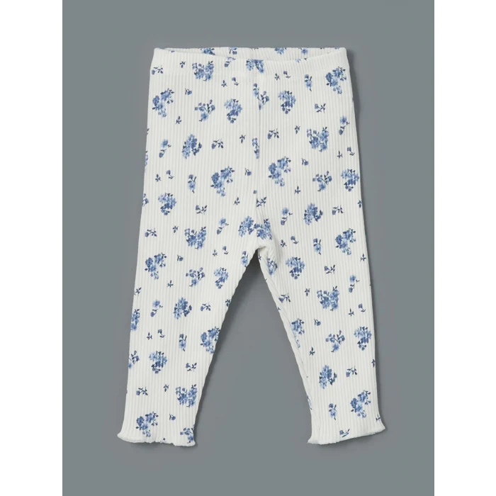 LCW baby Mavi Kurdele Detaylı Kız Bebek Bluz ve Tayt 2li