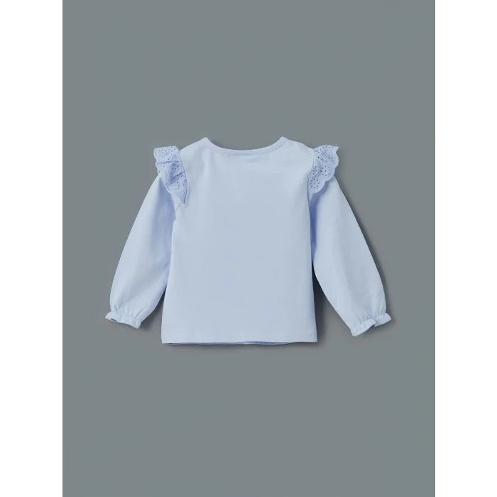 LCW baby Mavi Kurdele Detaylı Kız Bebek Bluz ve Tayt 2li