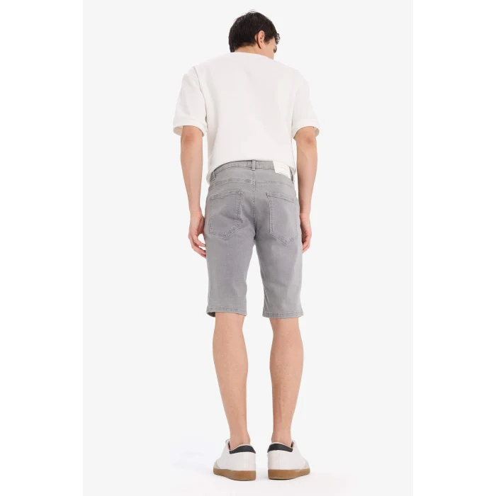 Defacto A4802 Gri Slim Fit Dar Kesim Jean Bermuda Şort