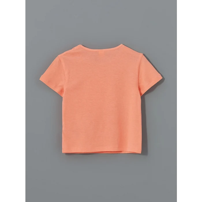 LCW Kids Ekru Bisiklet Yaka Çiçekli Kız Çocuk Tişört 2li