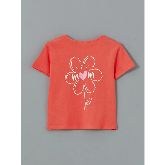 LCW Kids Mercan Bisiklet Yaka Çiçekli Kız Çocuk Tişört 2li