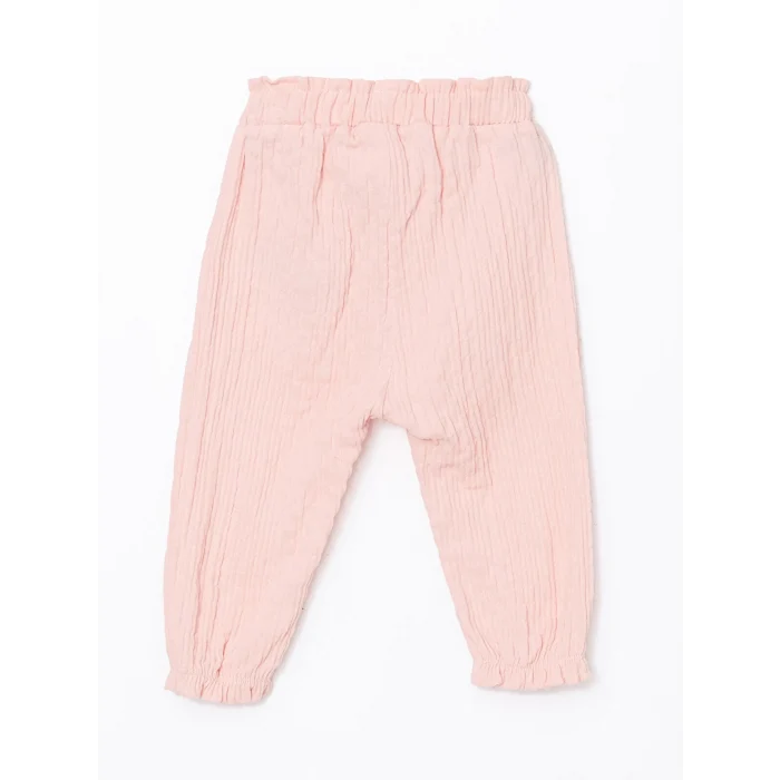 LCW baby Pembe Bisiklet Yaka Dokulu Kız Çocuk Gömlek ve Pantolon 2li