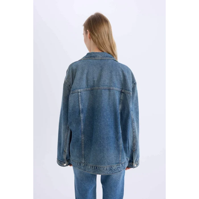 Defacto D8664 Mavi Oversize Geniş Kalıp Jean Ceket