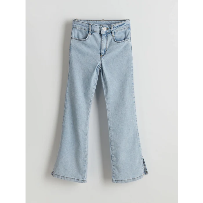 LCW Kids Mavi Beli Ayarlanabilir Lastikli Kız Çocuk Kargo Jean Pantolon