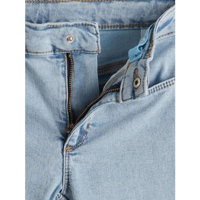 LCW Kids Mavi Beli Ayarlanabilir Lastikli Kız Çocuk Kargo Jean Pantolon