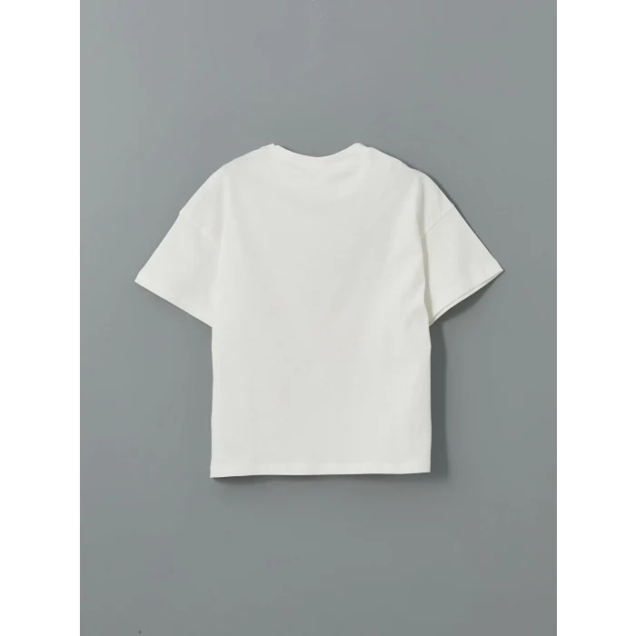 LCW Kids Ekru Bisiklet Yaka Kız Çocuk Şortlu Pijama Takımı