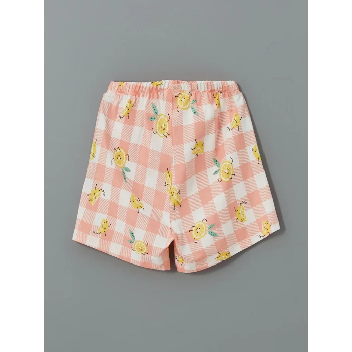 LCW Kids Ekru Bisiklet Yaka Kız Çocuk Şortlu Pijama Takımı