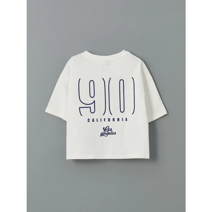 LCW Kids Ekru Los Angeles Baskılı Kız Çocuk Tişört ve Eşofman Altı