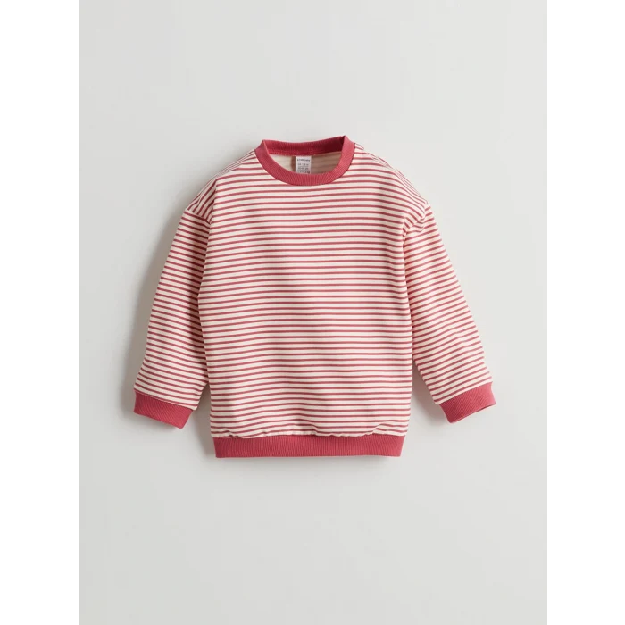 LCW baby Pembe Çizgili Kız Bebek Sweatshirt ve Tayt 2li